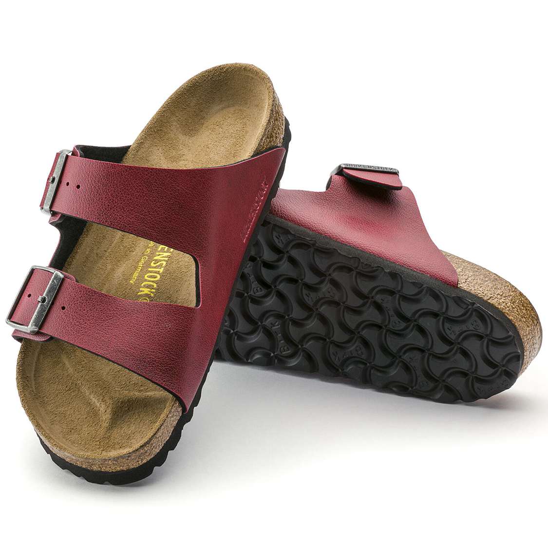 Burgundy Birkenstock Arizona Birko-Flor Men's Two Strap Sandals | dH4zG8MacZA