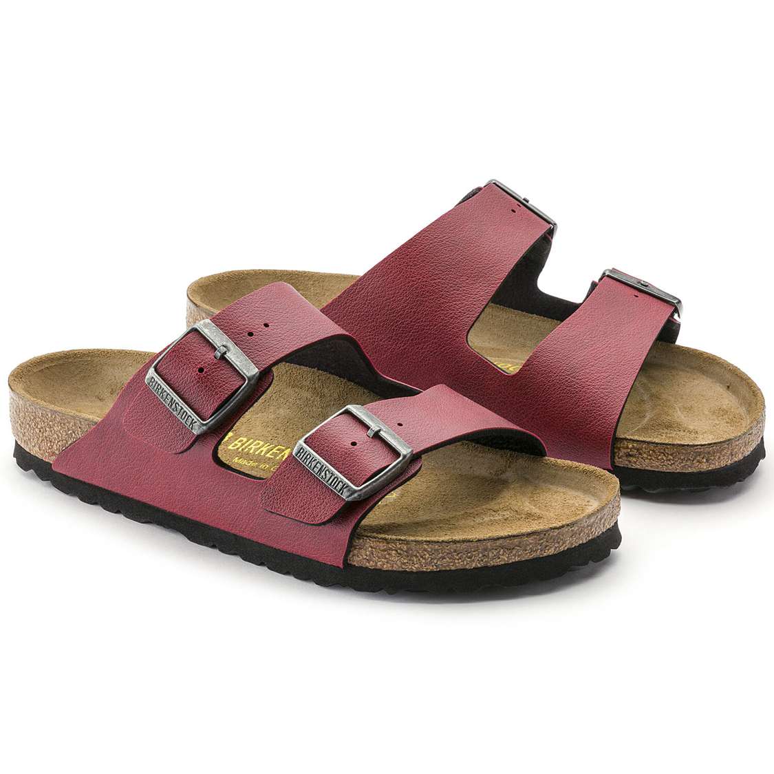 Burgundy Birkenstock Arizona Birko-Flor Men's Two Strap Sandals | dH4zG8MacZA