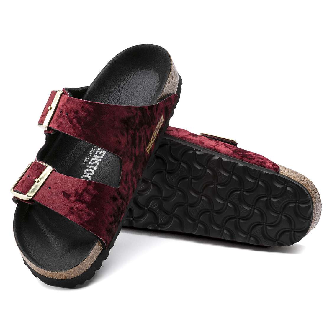 Burgundy Birkenstock Arizona Textile Women's Two Strap Sandals | oTHX8XSzLJF