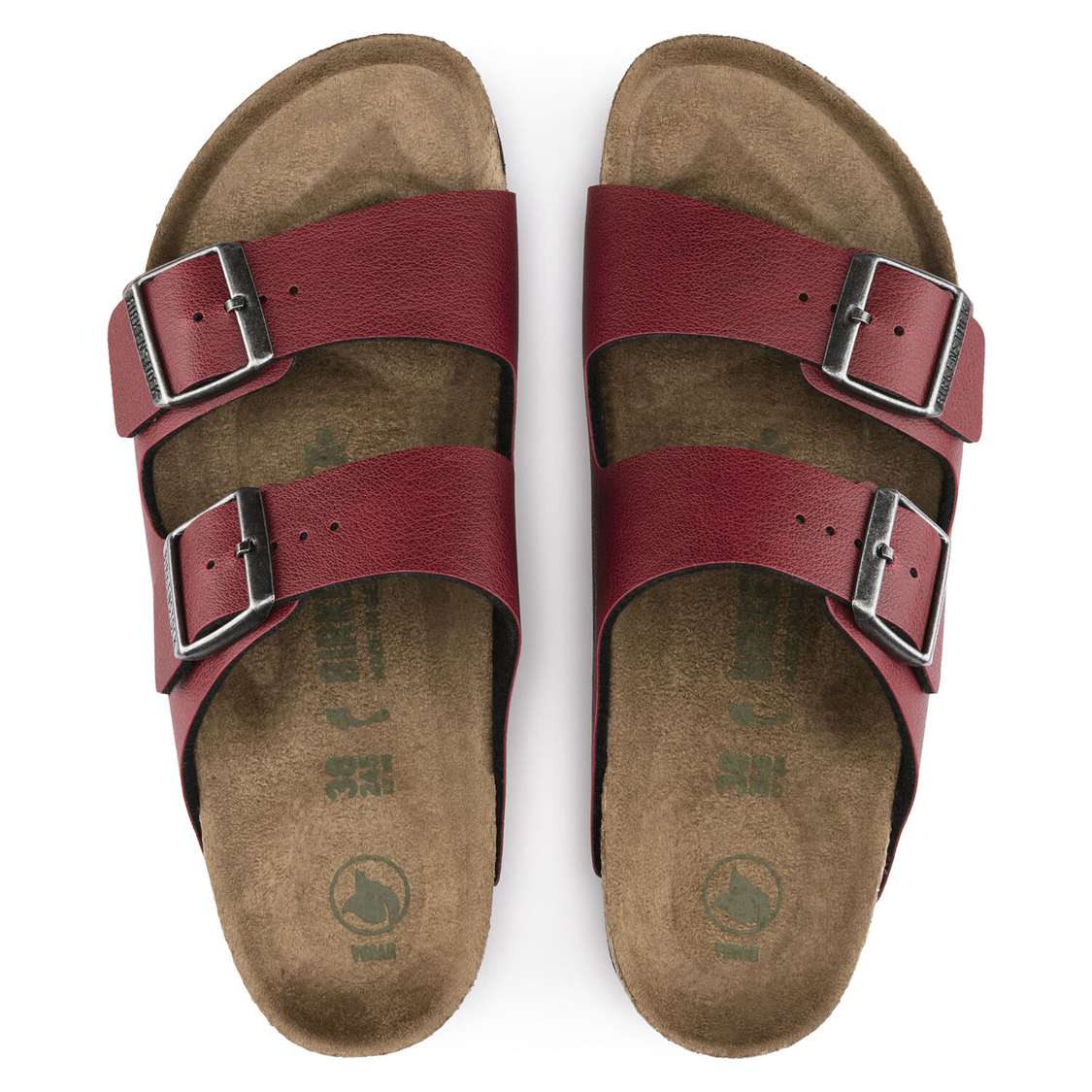 Burgundy Birkenstock Arizona Vegan Birko-Flor Women's Two Strap Sandals | 68jJqS34aJ5