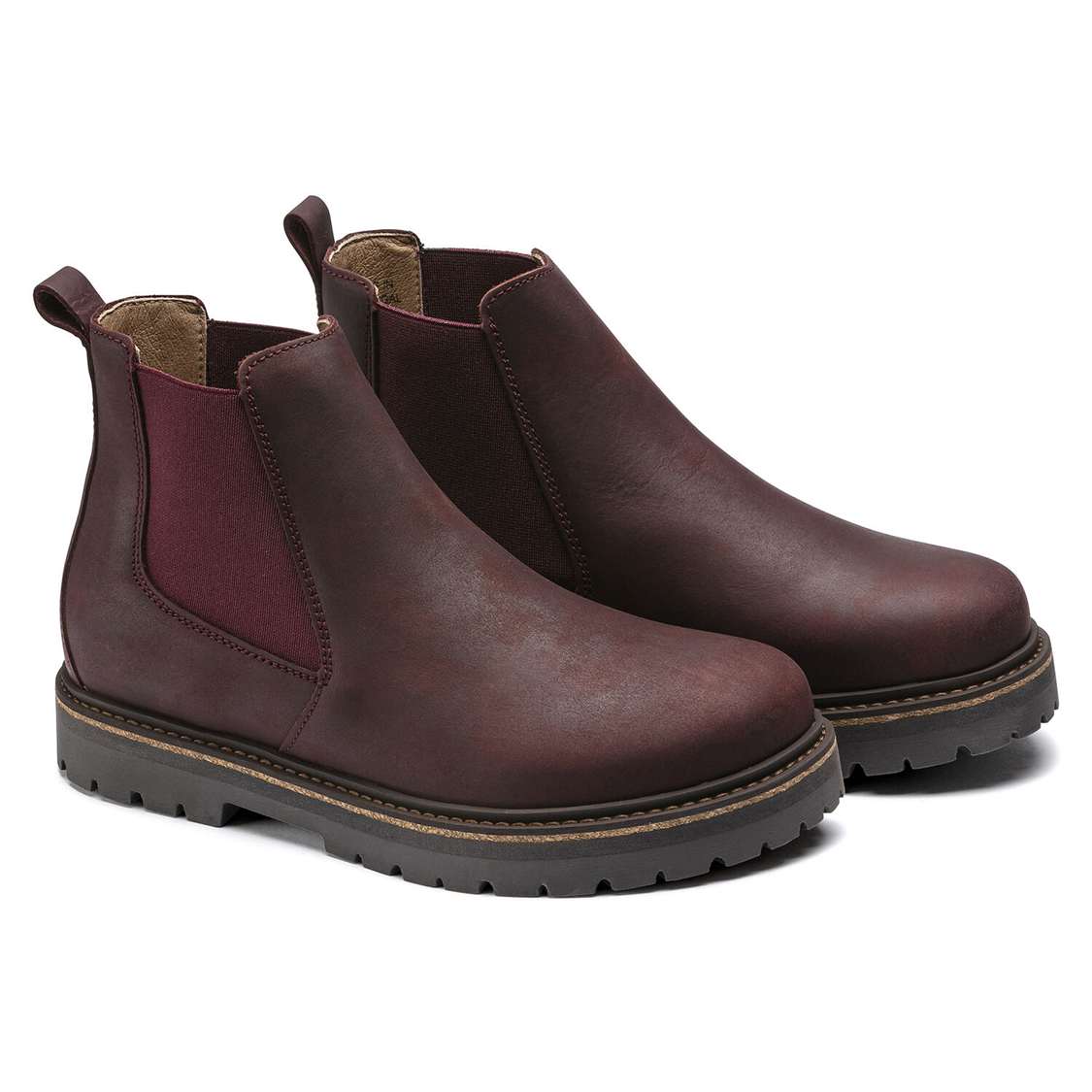 Burgundy Birkenstock Stalon Women Nubuck Leather Women's Boots | 7g7Eu184QTL