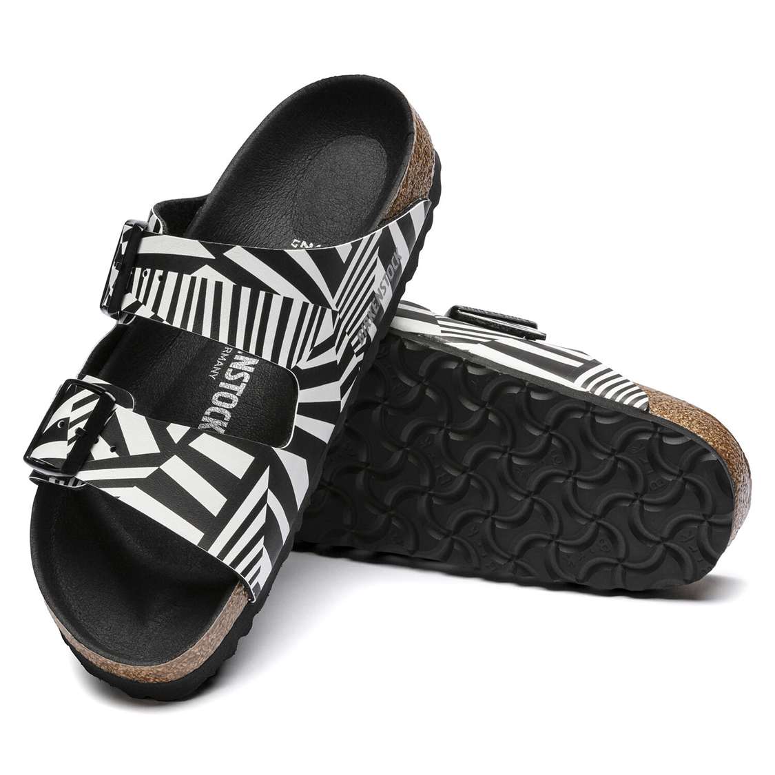 Camo Black White Birkenstock Arizona Birko-Flor Women's Two Strap Sandals | YU2aE2EBe5B