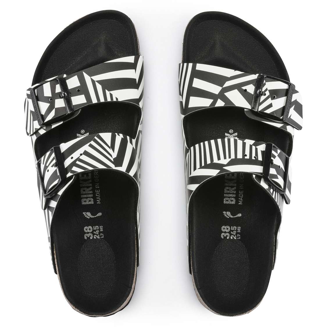 Camo Black White Birkenstock Arizona Birko-Flor Women's Two Strap Sandals | YU2aE2EBe5B