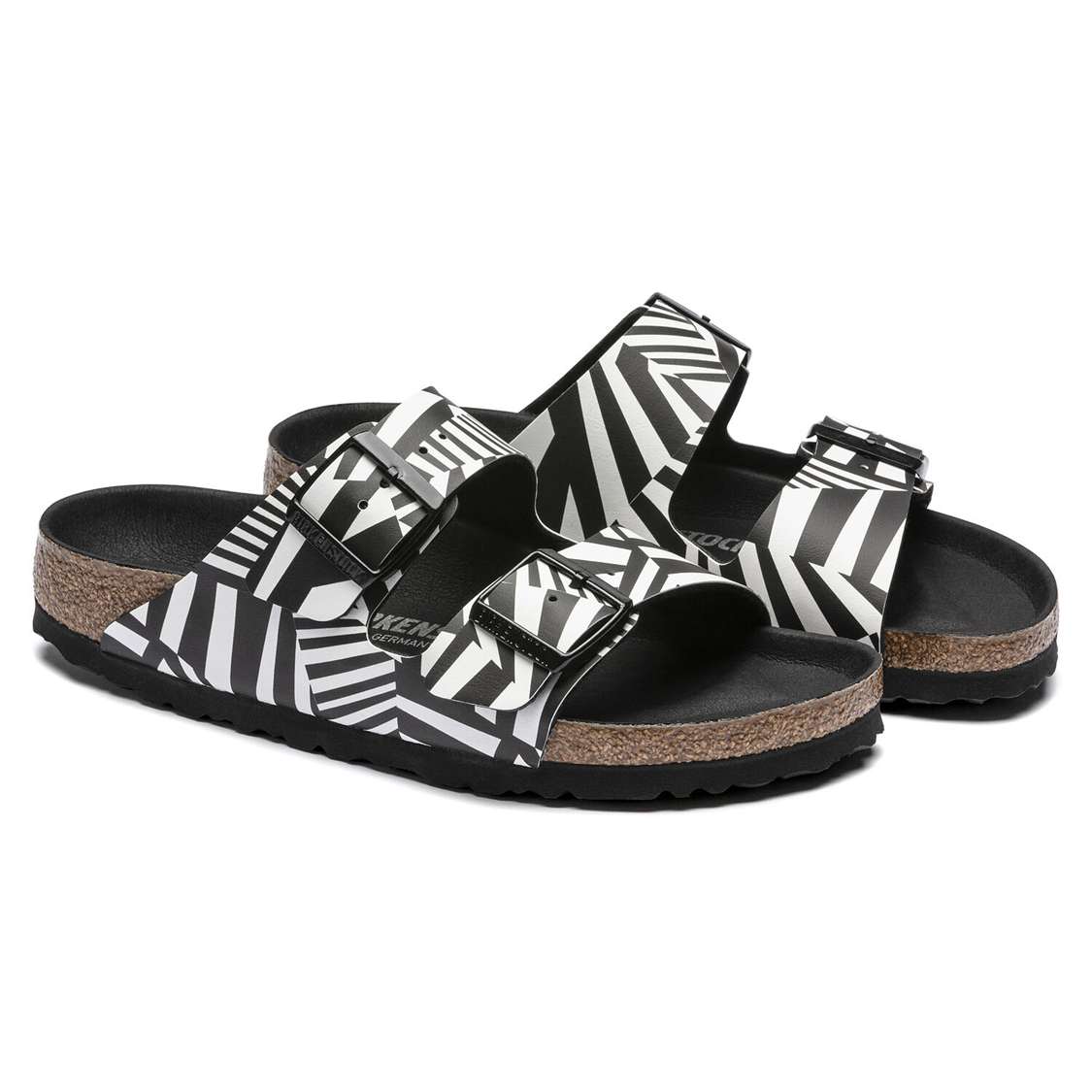 Camo Black White Birkenstock Arizona Birko-Flor Women's Two Strap Sandals | YU2aE2EBe5B