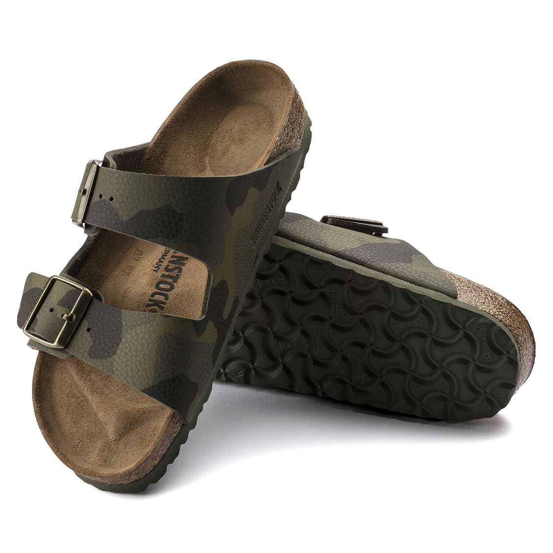 Camo Green Birkenstock Arizona Birko-Flor Women's Two Strap Sandals | W5eZRC9wzgQ