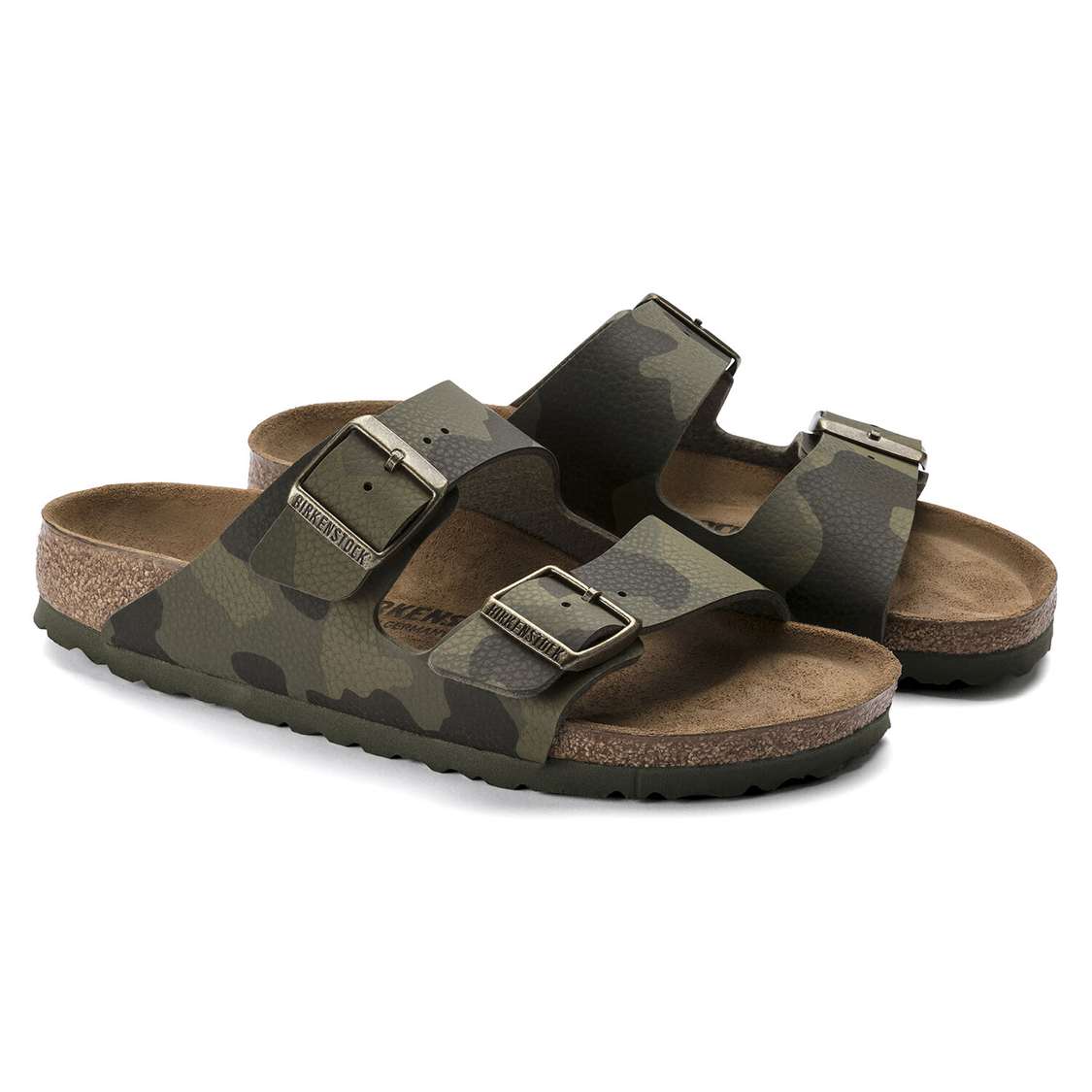 Camo Green Birkenstock Arizona Birko-Flor Women's Two Strap Sandals | W5eZRC9wzgQ