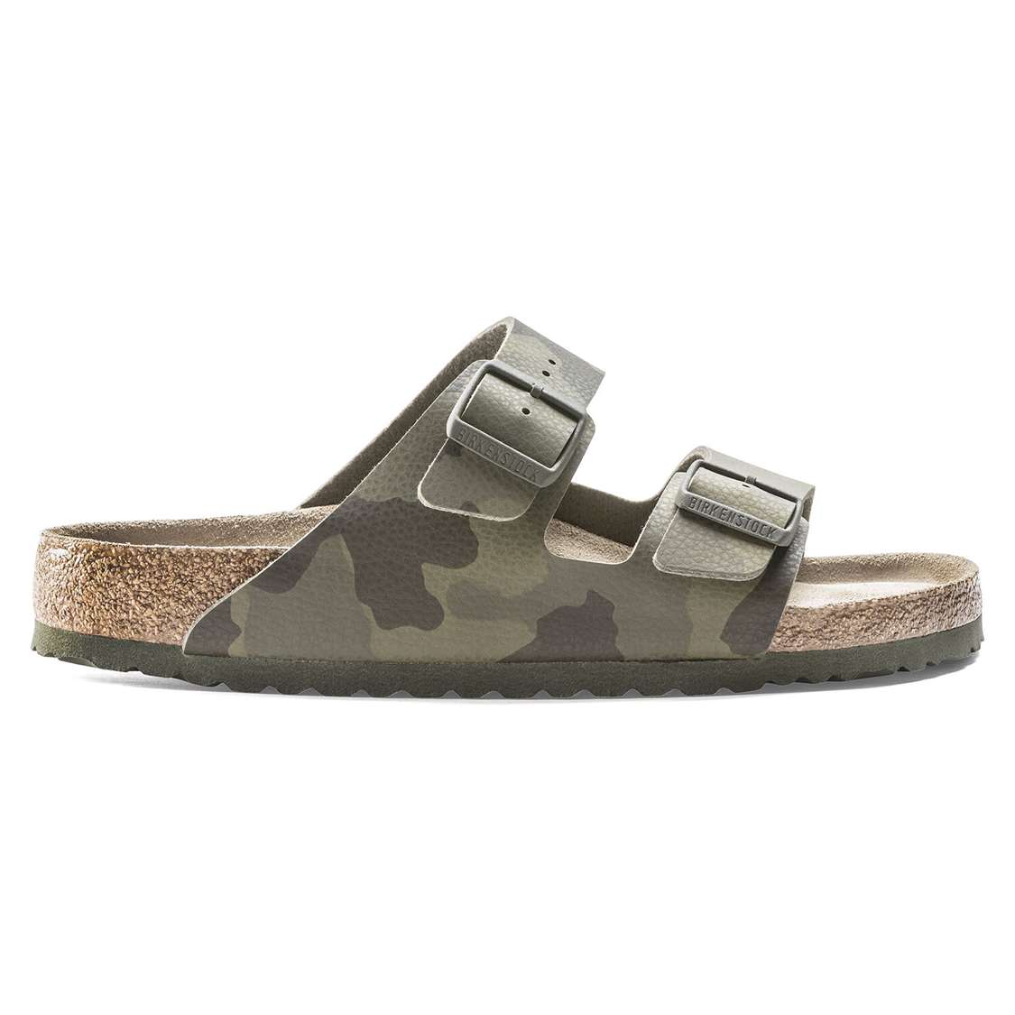 Camo Green Birkenstock Arizona Soft Footbed Birko-Flor Men's Two Strap Sandals | T63lhAXTRo8