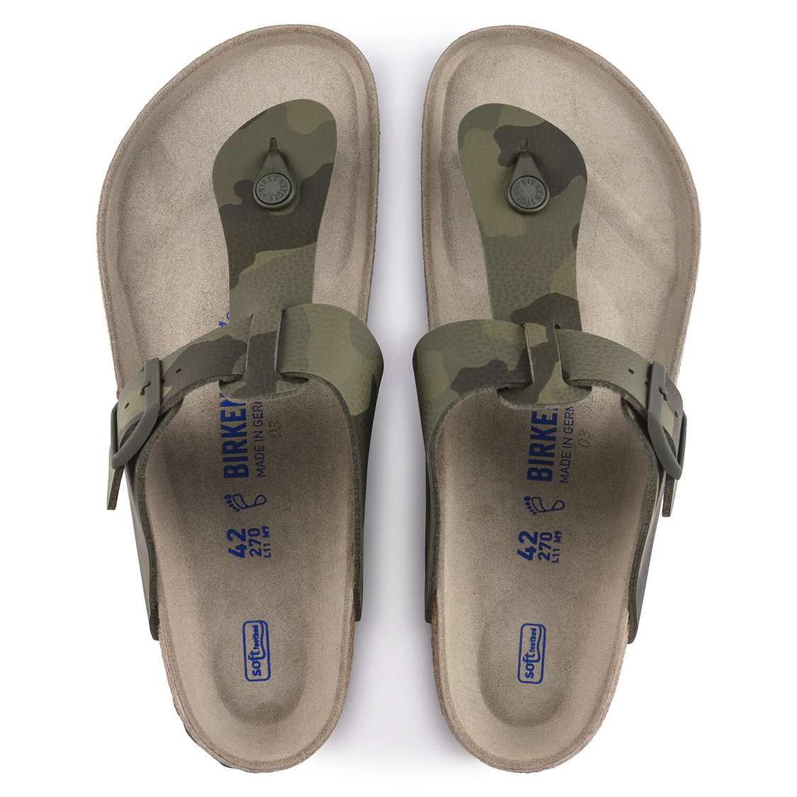 Camo Green Birkenstock Medina Soft Footbed Birko-Flor Men's One Strap Sandals | Nj4YAFQVzBM