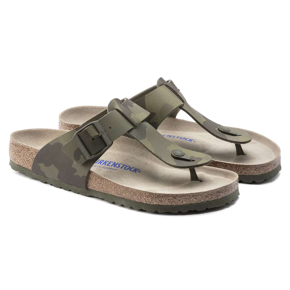 Camo Green Birkenstock Medina Soft Footbed Birko-Flor Men's One Strap Sandals | Nj4YAFQVzBM