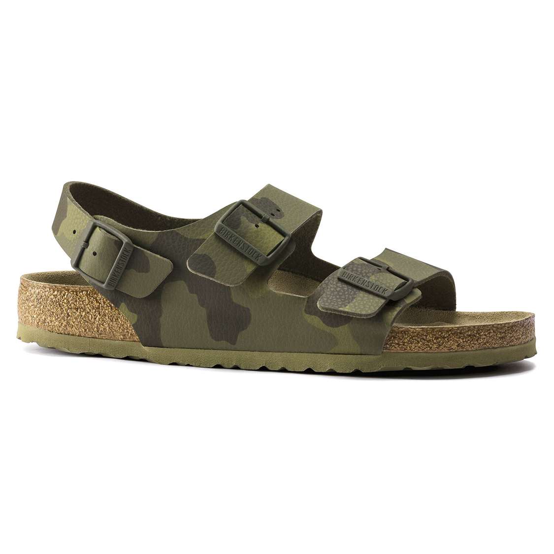 Camo Green Birkenstock Milano Soft Footbed Birko-Flor Women's Two Strap Sandals | 6vMPOIFQ71h