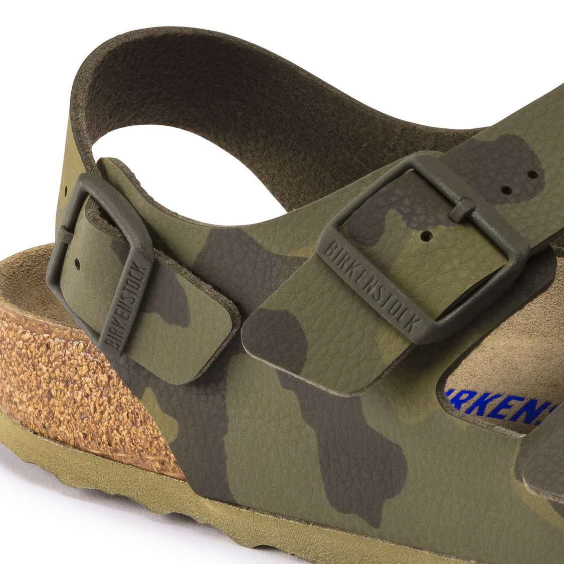 Camo Green Birkenstock Milano Soft Footbed Birko-Flor Women's Two Strap Sandals | 6vMPOIFQ71h