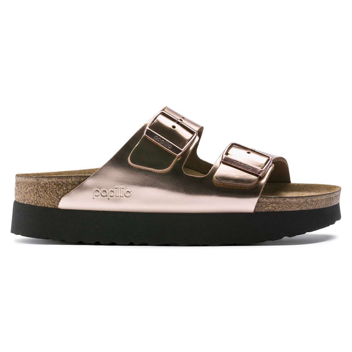 Copper Birkenstock Arizona Platform Leather Women's Two Strap Sandals | 2nSYLq8qrAz