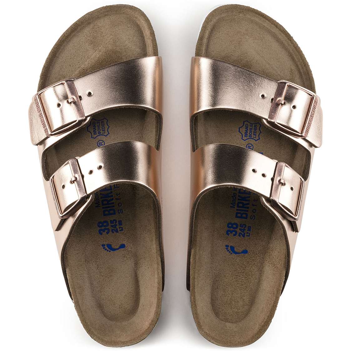 Copper Birkenstock Arizona Soft Footbed Leather Women's Two Strap Sandals | movWkROBXlc