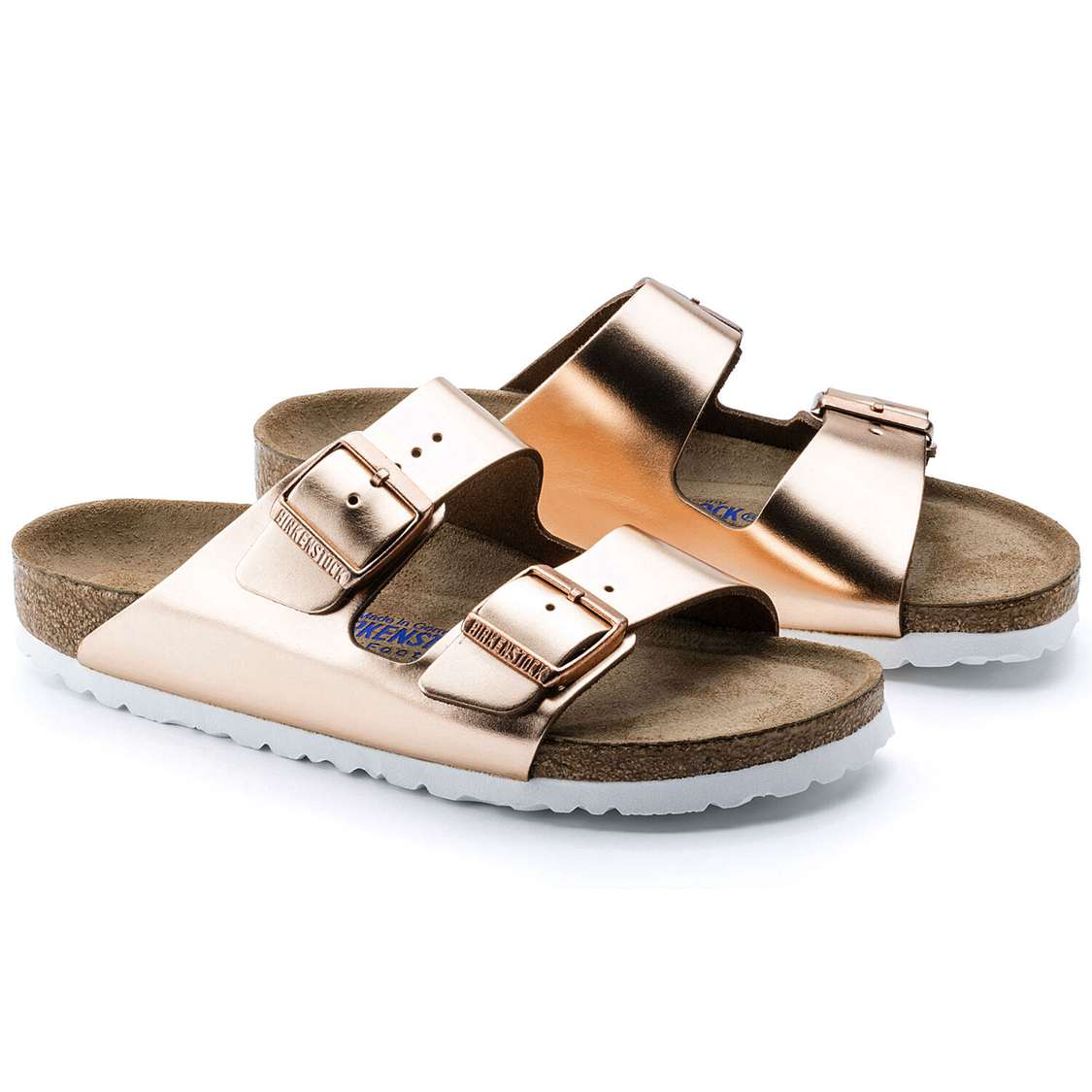 Copper Birkenstock Arizona Soft Footbed Leather Women's Two Strap Sandals | movWkROBXlc