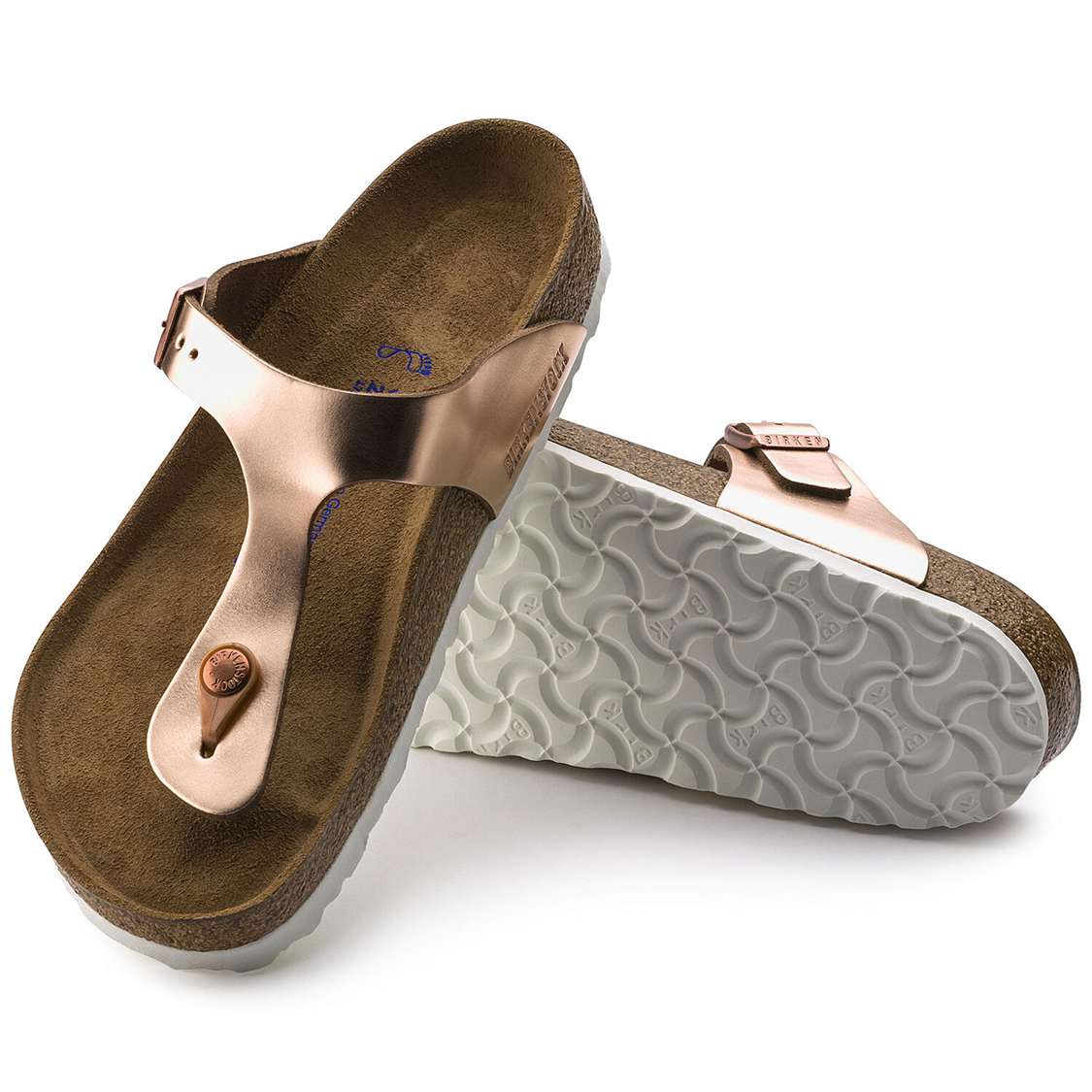 Copper Birkenstock Gizeh Soft Footbed Leather Women's One Strap Sandals | ktvQwqn1SBf