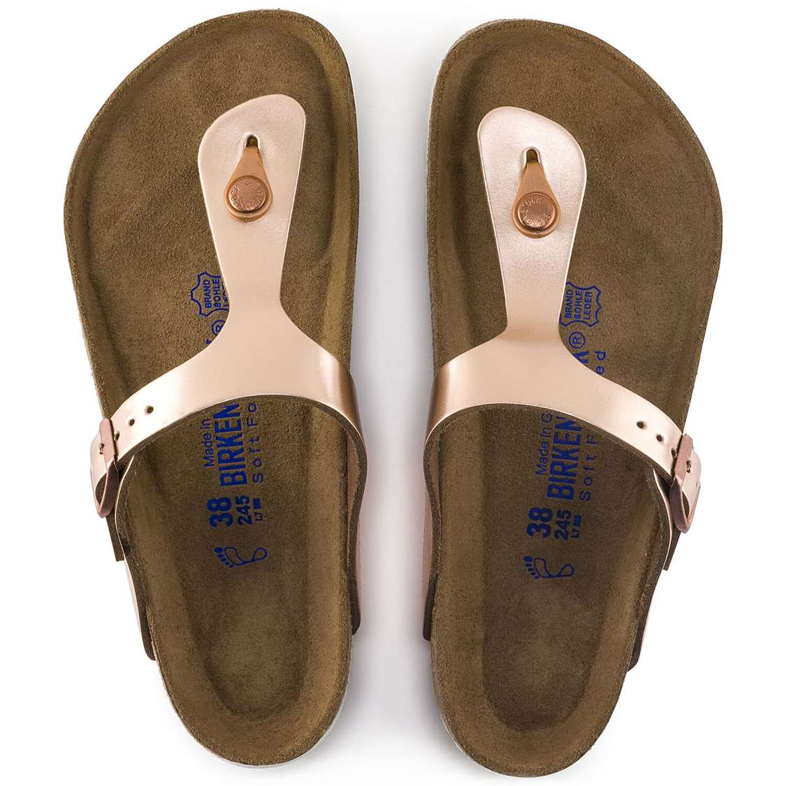 Copper Birkenstock Gizeh Soft Footbed Leather Women's One Strap Sandals | ktvQwqn1SBf