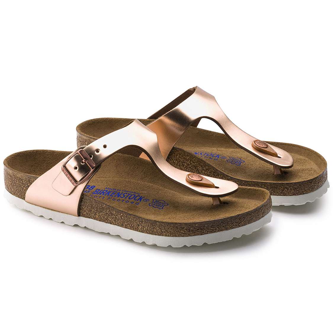 Copper Birkenstock Gizeh Soft Footbed Leather Women's One Strap Sandals | ktvQwqn1SBf