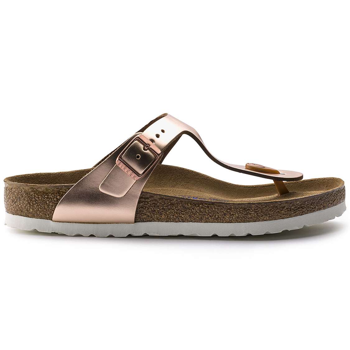 Copper Birkenstock Gizeh Soft Footbed Leather Women's One Strap Sandals | ktvQwqn1SBf