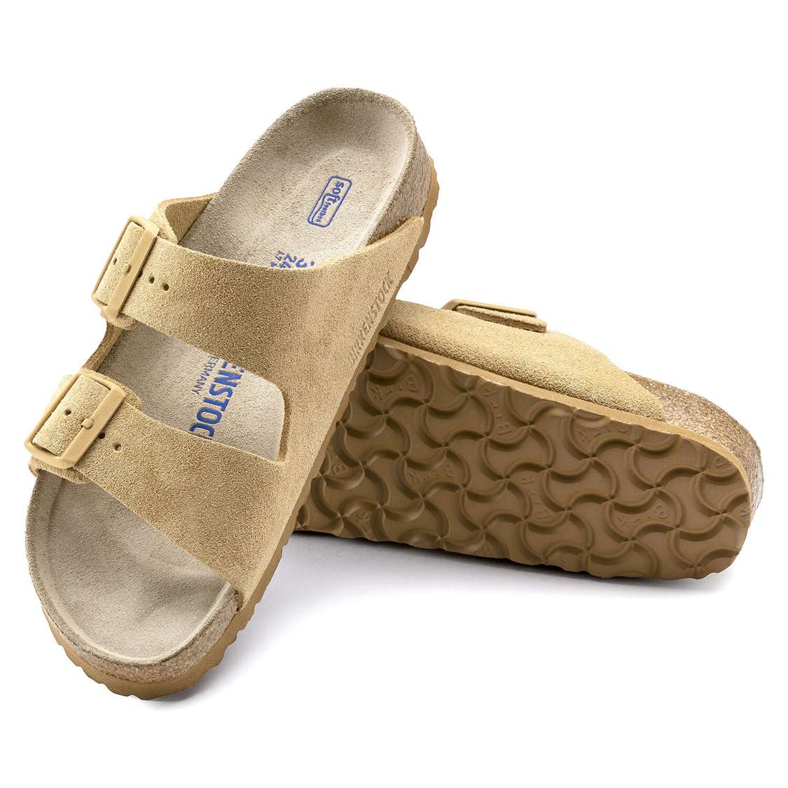 Cream Birkenstock Arizona Soft Footbed Suede Leather Women's Two Strap Sandals | bgimvdTudjR