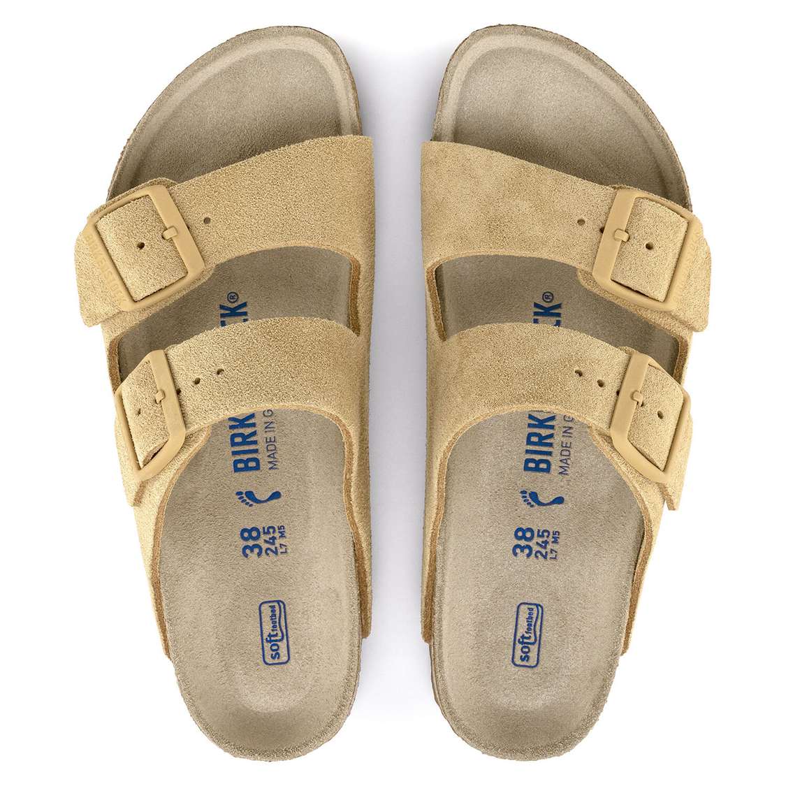 Cream Birkenstock Arizona Soft Footbed Suede Leather Women's Two Strap Sandals | bgimvdTudjR