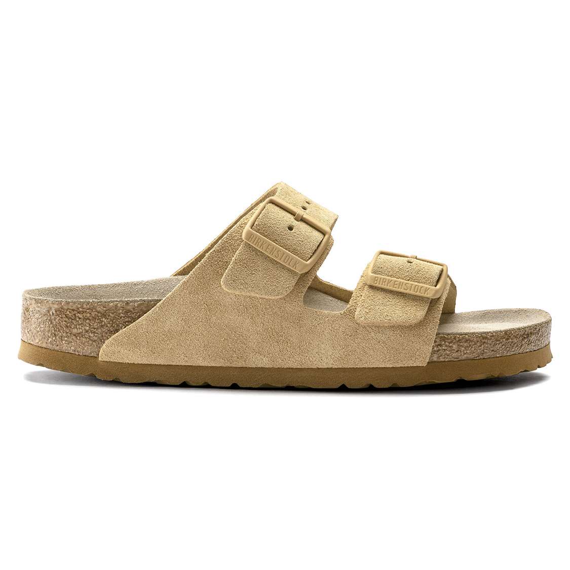 Cream Birkenstock Arizona Soft Footbed Suede Leather Women's Two Strap Sandals | bgimvdTudjR