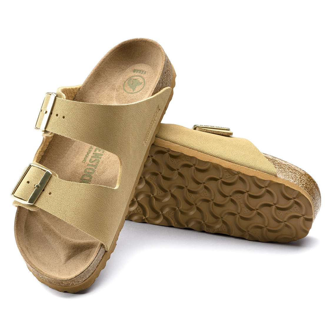 Cream Birkenstock Arizona Vegan Birkibuc Women's Two Strap Sandals | KP91z8x17QS