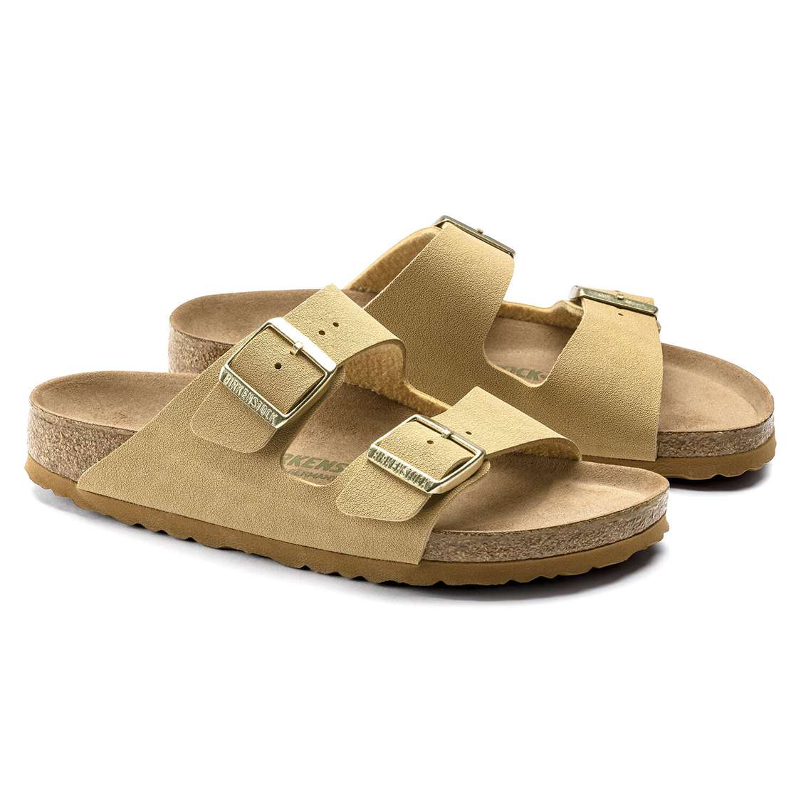 Cream Birkenstock Arizona Vegan Birkibuc Women's Two Strap Sandals | KP91z8x17QS