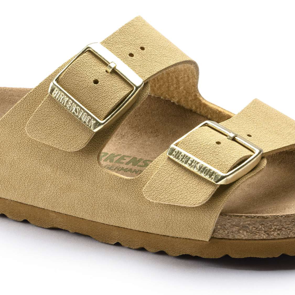 Cream Birkenstock Arizona Vegan Birkibuc Women's Two Strap Sandals | KP91z8x17QS