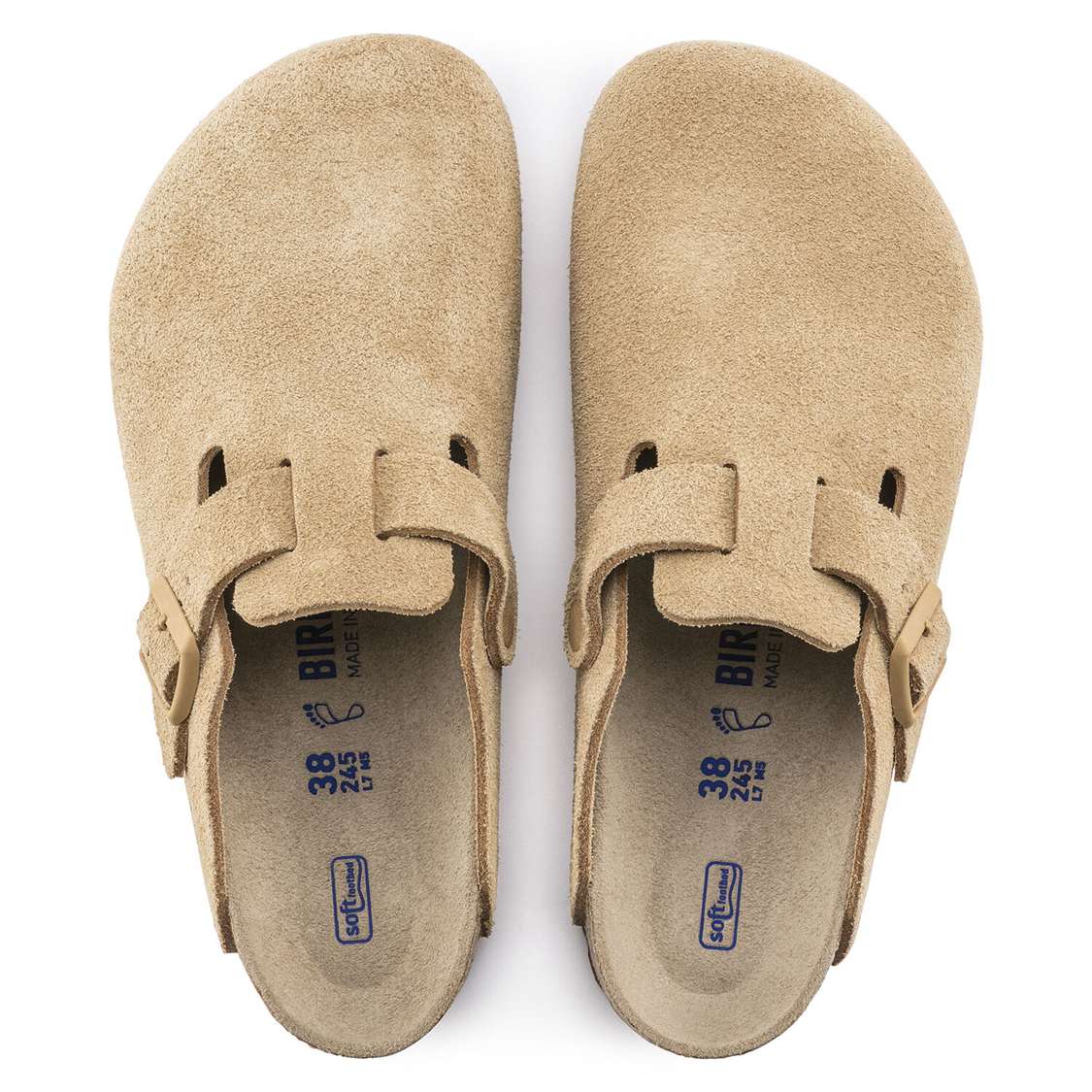 Cream Birkenstock Boston Soft Footbed Suede Leather Men's Clogs | j4rsQDeq73W