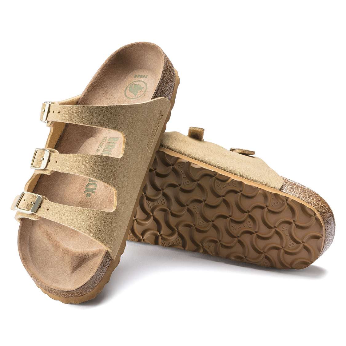 Cream Birkenstock Florida Fresh Vegan Birkibuc Women's Multi Strap Sandals | Pk7STtccoGA