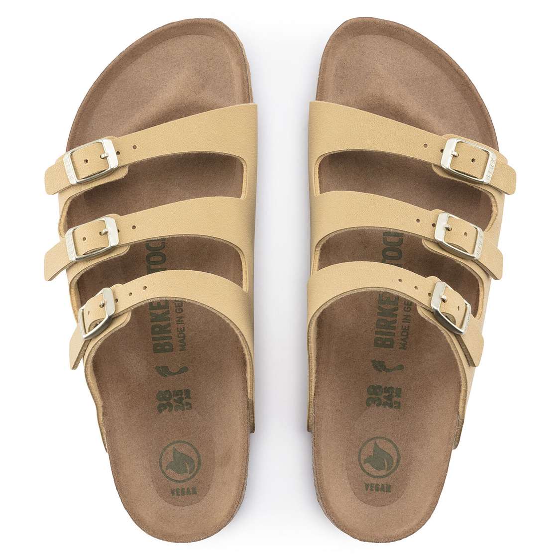 Cream Birkenstock Florida Fresh Vegan Birkibuc Women's Multi Strap Sandals | Pk7STtccoGA