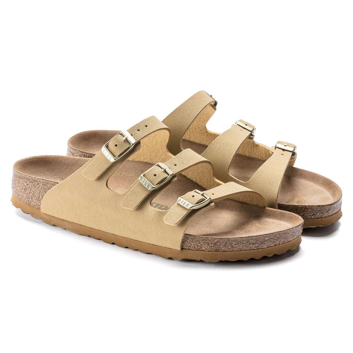 Cream Birkenstock Florida Fresh Vegan Birkibuc Women's Multi Strap Sandals | Pk7STtccoGA