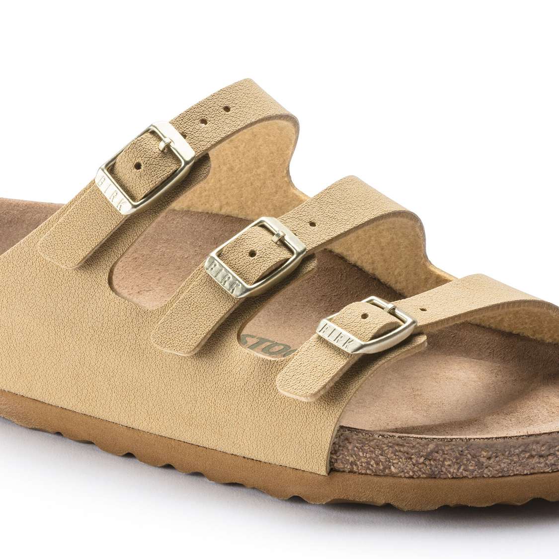 Cream Birkenstock Florida Fresh Vegan Birkibuc Women's Multi Strap Sandals | Pk7STtccoGA