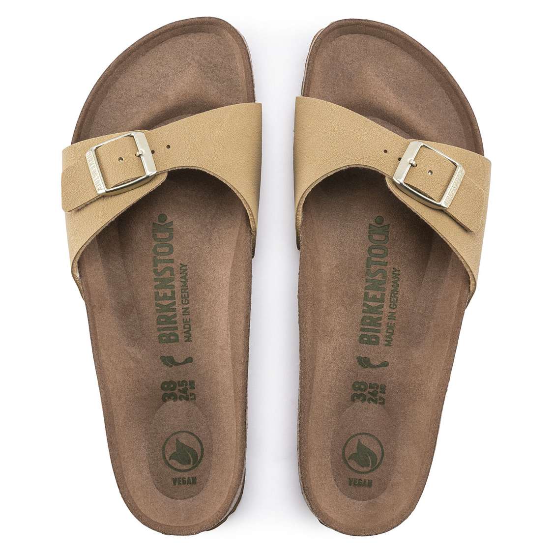 Cream Birkenstock Madrid Vegan Birko-Flor Women's One Strap Sandals | pSy3XEJlTB1