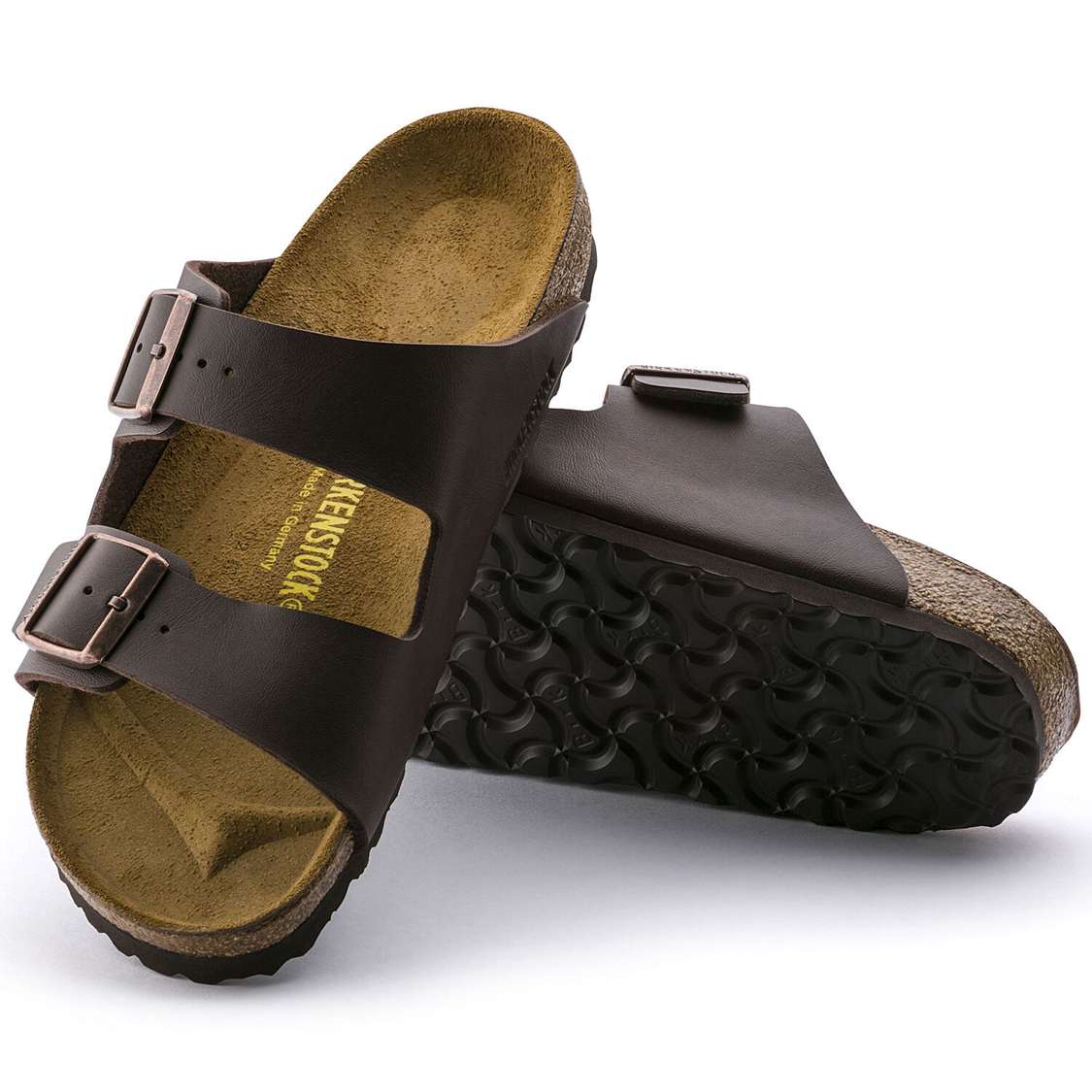 Dark Brown Birkenstock Arizona Birko-Flor Men's Two Strap Sandals | KOawdKaCaYc