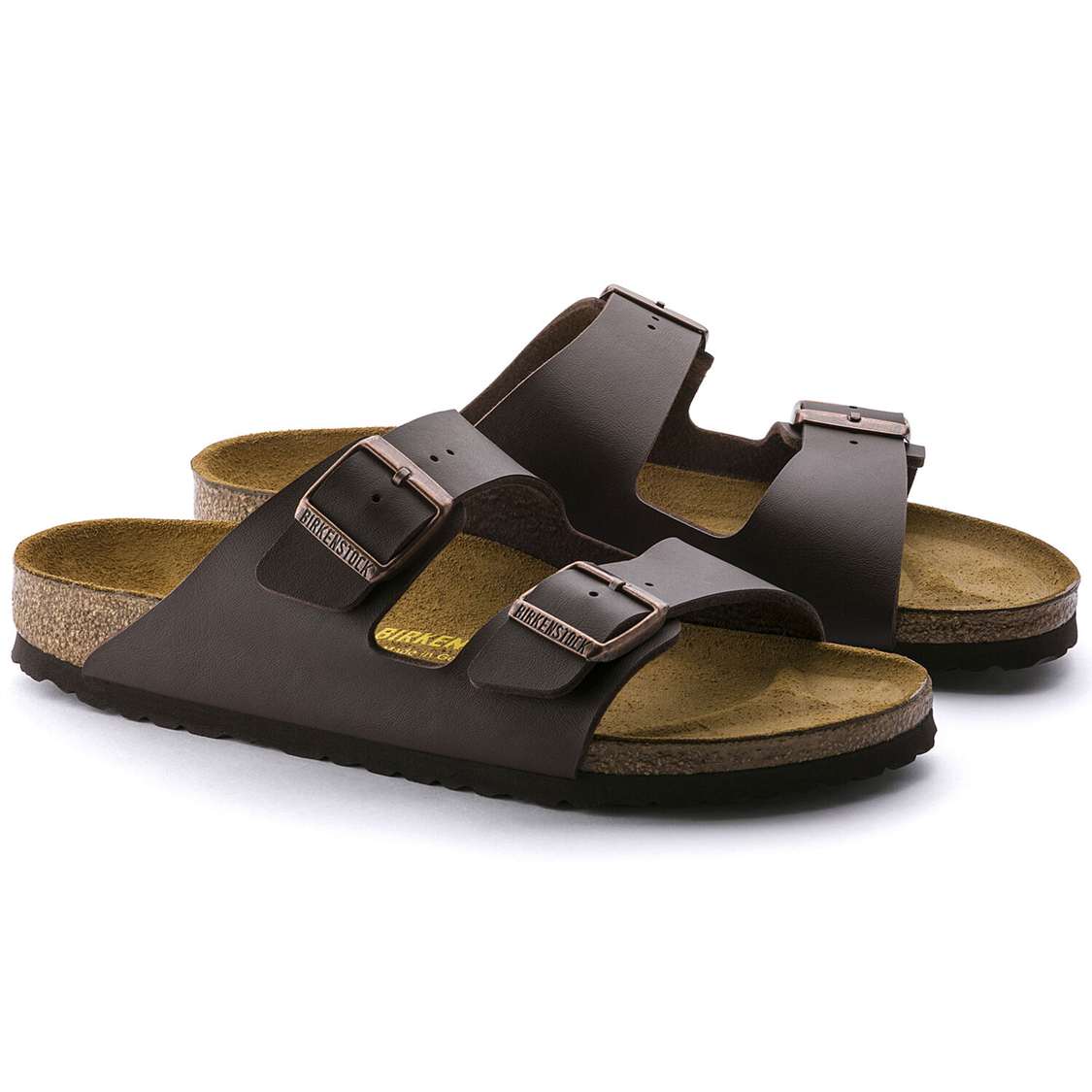 Dark Brown Birkenstock Arizona Birko-Flor Women's Two Strap Sandals | ZBEW7vWYdn6