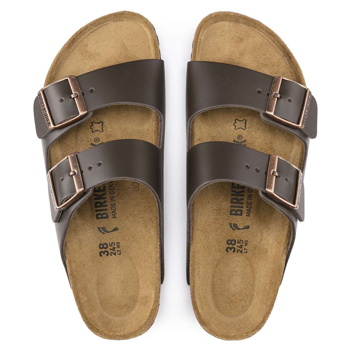 Dark Brown Birkenstock Arizona Leather Women's Two Strap Sandals | YCbRc7HCBGK