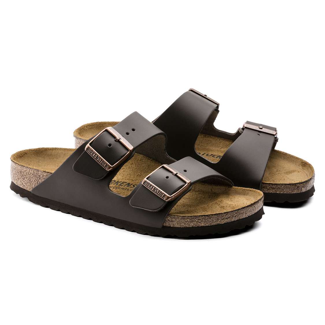 Dark Brown Birkenstock Arizona Leather Women's Two Strap Sandals | YCbRc7HCBGK