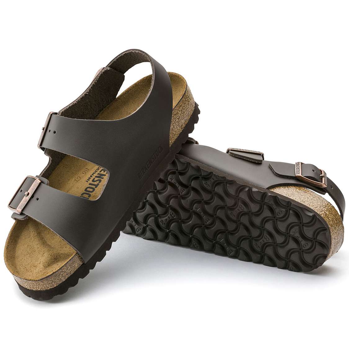 Dark Brown Birkenstock Milano Leather Men's Two Strap Sandals | DKBdBaxEE1J