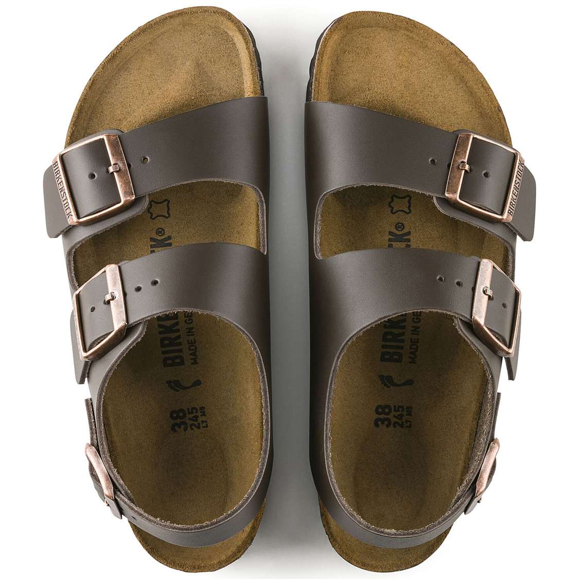 Dark Brown Birkenstock Milano Leather Men's Two Strap Sandals | DKBdBaxEE1J