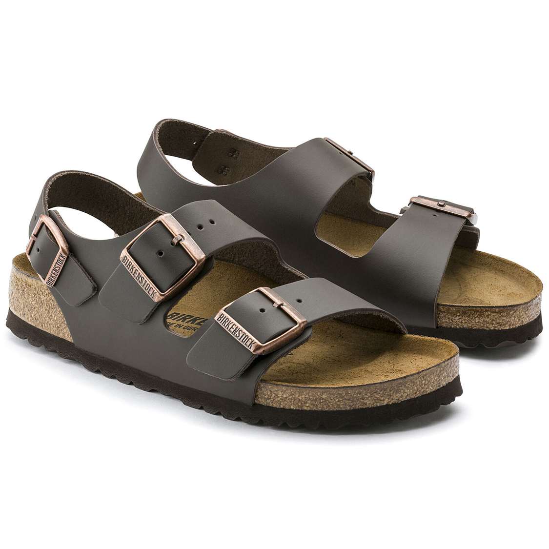 Dark Brown Birkenstock Milano Leather Men's Two Strap Sandals | DKBdBaxEE1J