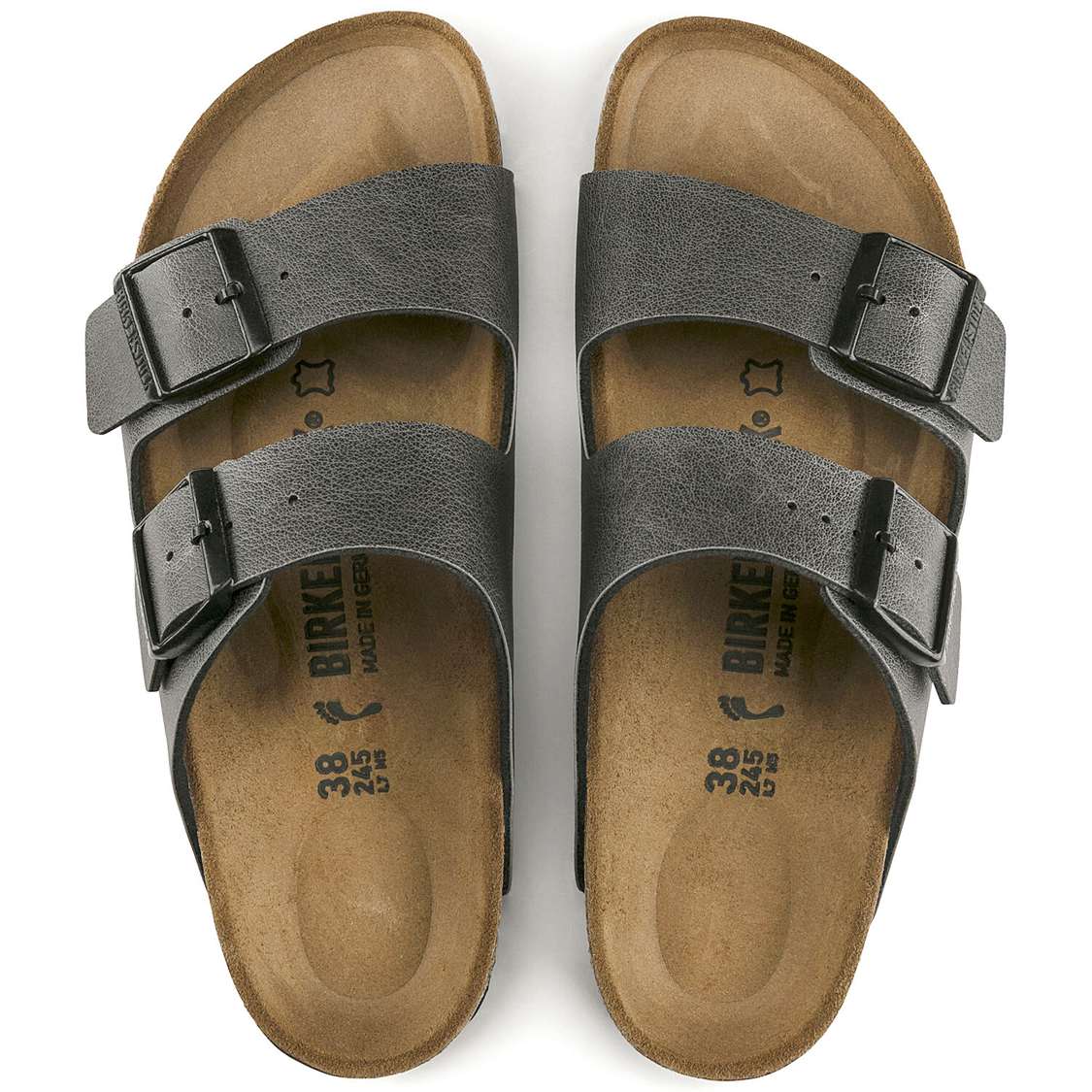 Dark Grey Birkenstock Arizona Birko-Flor Men's Two Strap Sandals | DVmlHcQjNN5