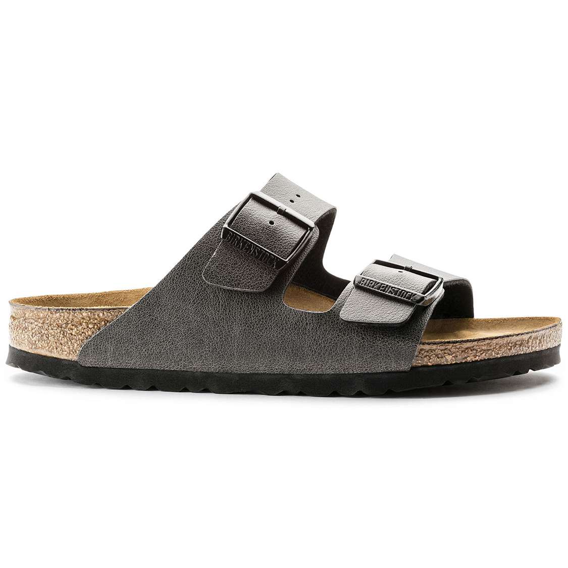 Dark Grey Birkenstock Arizona Birko-Flor Women's Two Strap Sandals | RJXrhAzUbAq