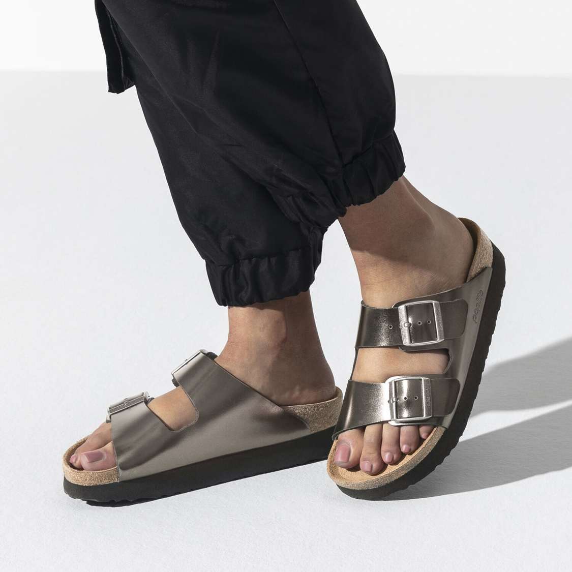 Dark Grey Birkenstock Arizona Platform Leather Women's Platforms Sandals | rLeVgHfT6a1