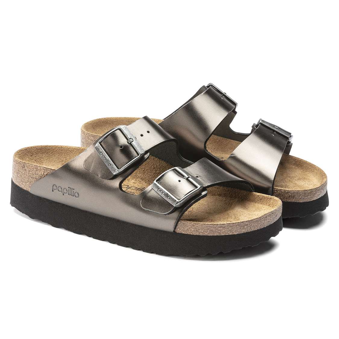 Dark Grey Birkenstock Arizona Platform Leather Women's Platforms Sandals | rLeVgHfT6a1