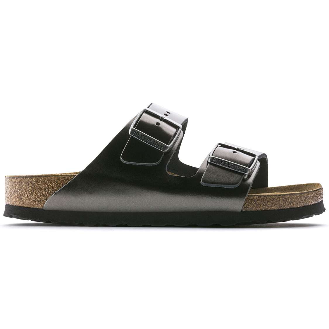 Dark Grey Birkenstock Arizona Soft Footbed Leather Women's Two Strap Sandals | fDpLKgMAtqV