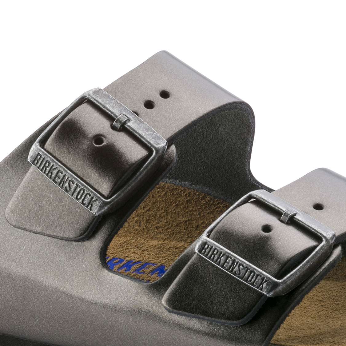 Dark Grey Birkenstock Arizona Soft Footbed Leather Women's Two Strap Sandals | fDpLKgMAtqV