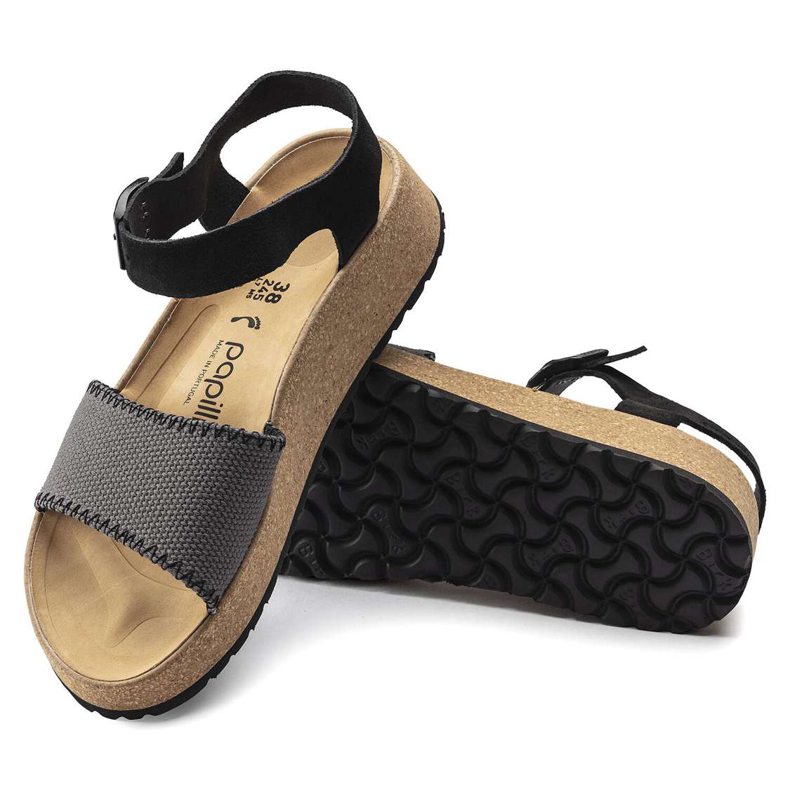 Dark Grey Birkenstock Glenda Suede Leather/Textile Women's Platforms Sandals | aEXMotfORTK