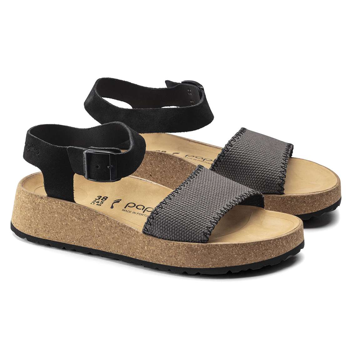 Dark Grey Birkenstock Glenda Suede Leather/Textile Women's Platforms Sandals | aEXMotfORTK