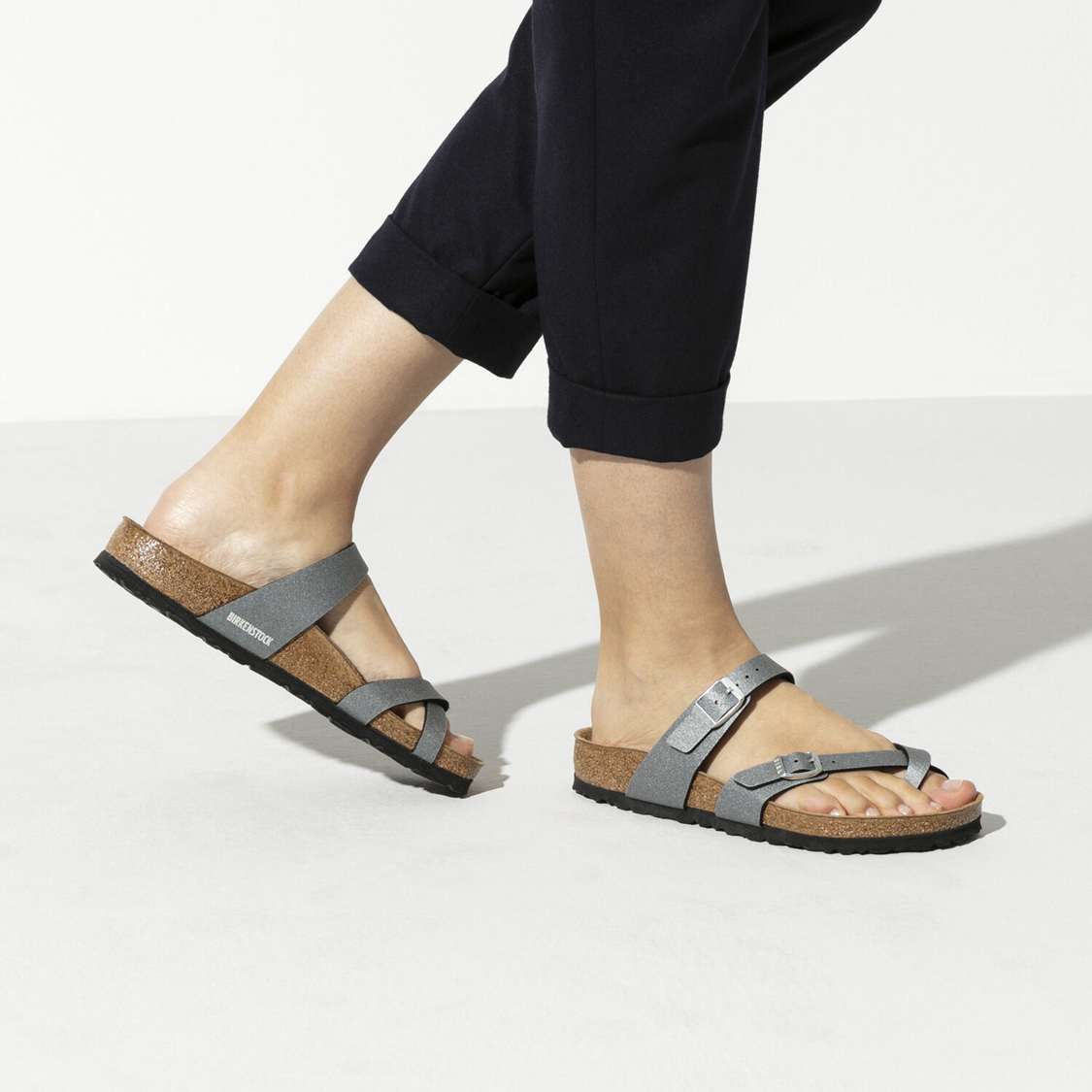 Dark Grey Birkenstock Mayari Birko-Flor Women's Two Strap Sandals | ZOsM8gy7a4i